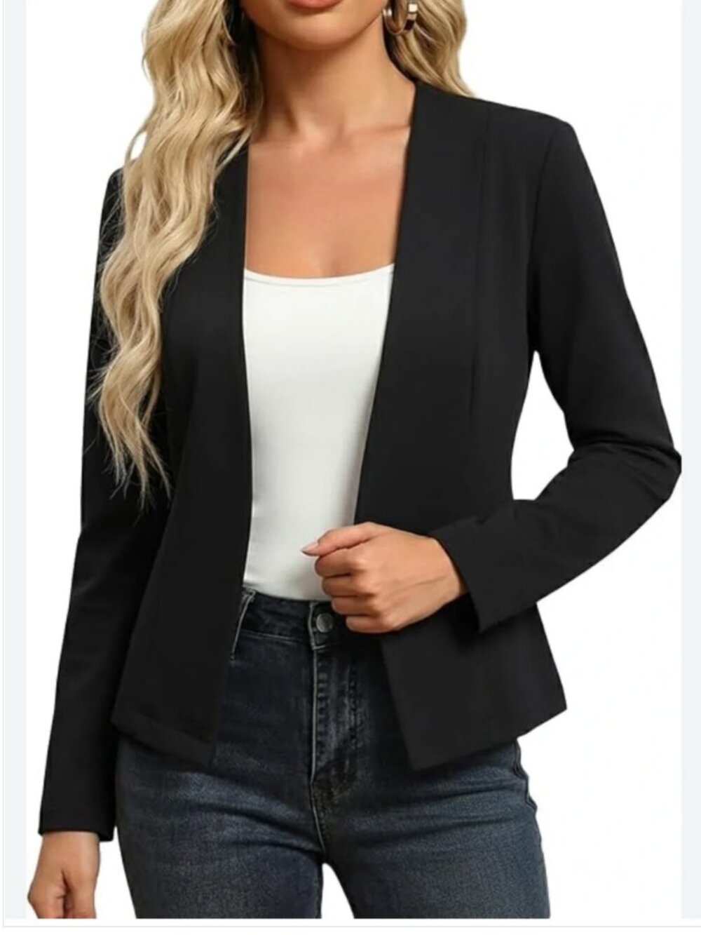 Mina Self black Open front blazer